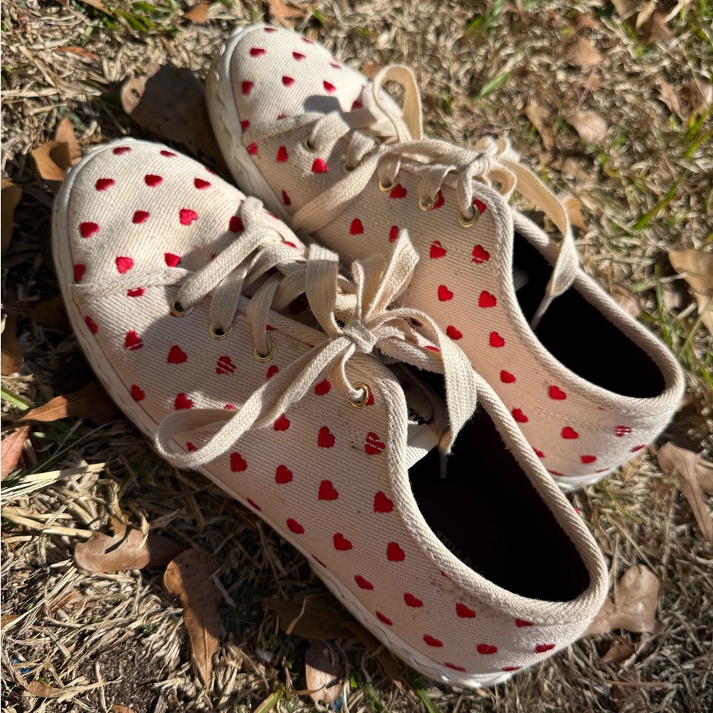 Kate Spade Cream and Red Heart Sneakers - Picture 2 of 8